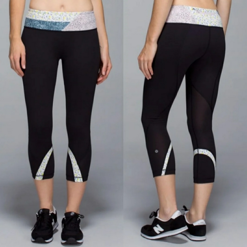 Lululemon Run Inspire Cropped II Leggings Size 6 Floral Print
